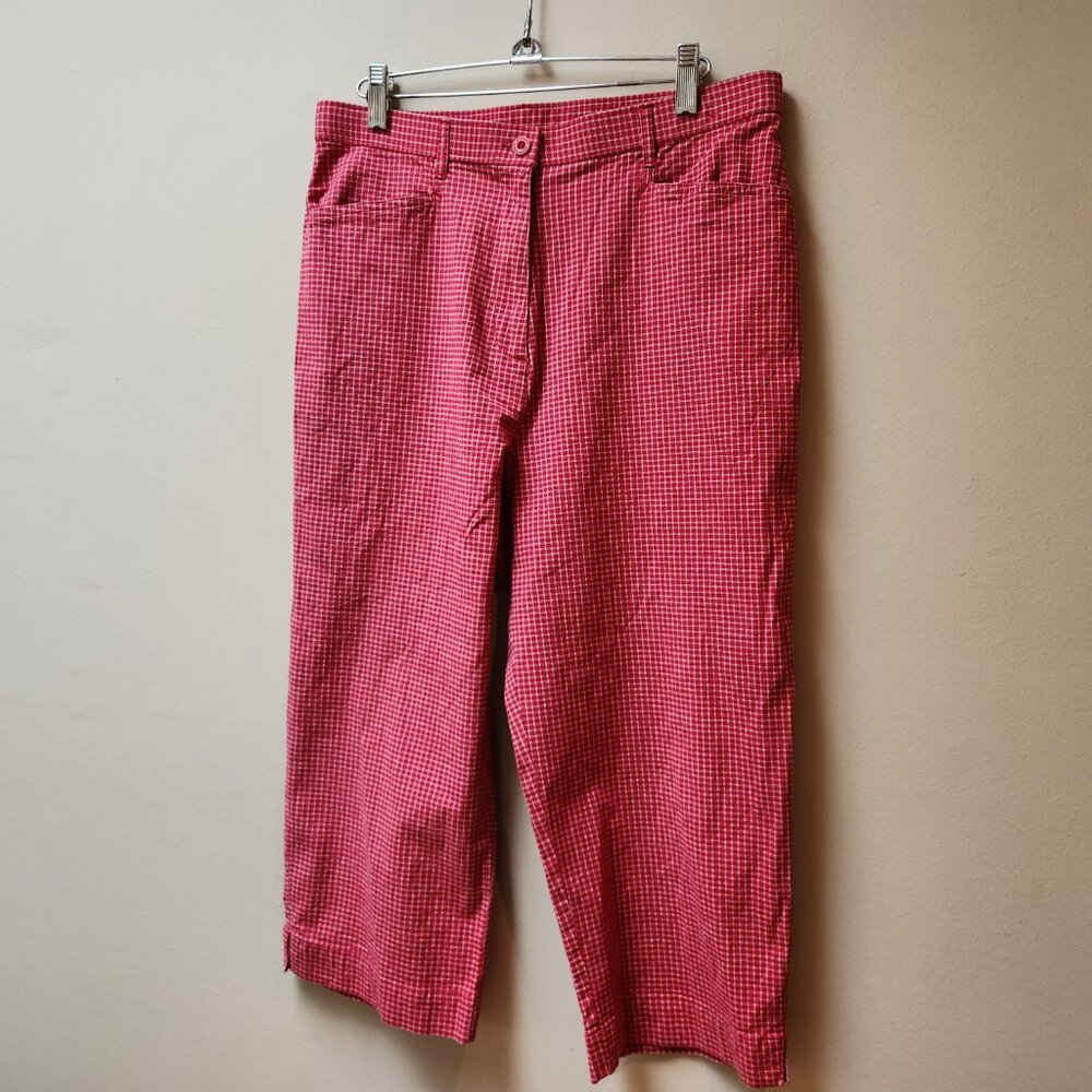 Gingham Northern Reflections vintage cotton pants / red grid print / 12 - Picture 3 of 7